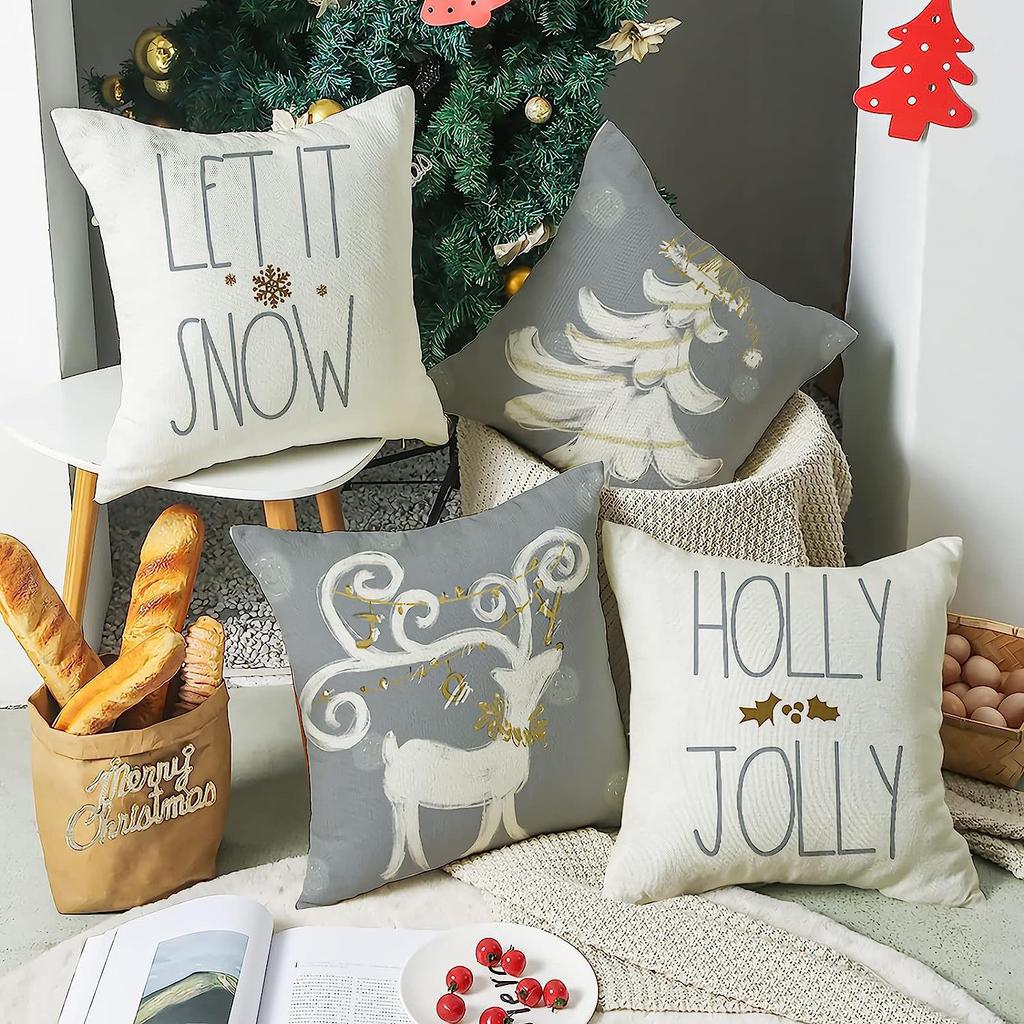 Nordic Christmas Snowman Pillowcase Linen Sofa Cushion Pillowcase New Style Christmas Pillowcase