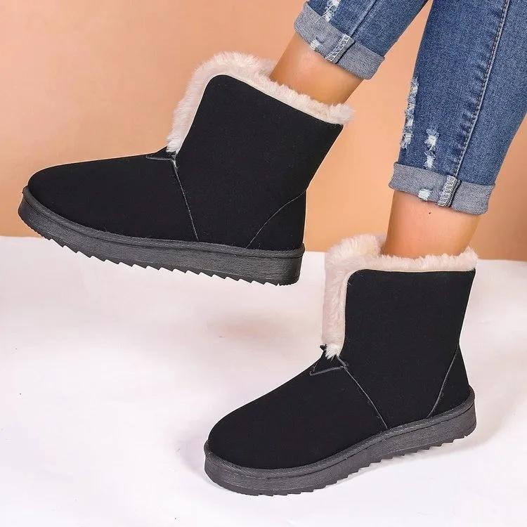 Fashion Womens Snow Boots Round Toe Elegant With Low Heels Ankle Suede Work Shoes For Women Booties Stylish Lastest Promotion Offer Boot