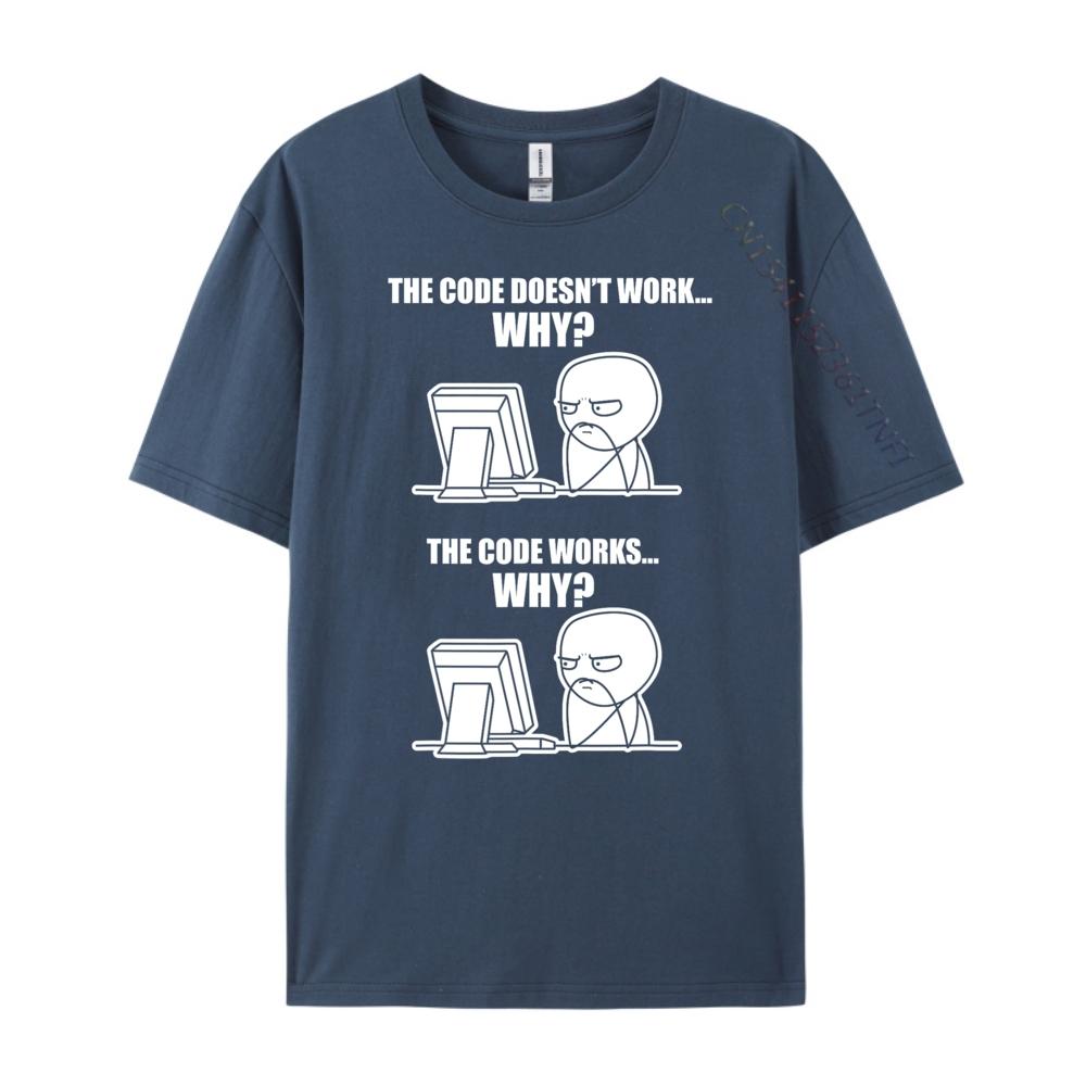 Rolig Programmerare Kod Fungerar Varför Meme Rosa Grafiska T-shirts Herrkläder Lyxig Designer Kortärmad T-shirt för Män Klassisk