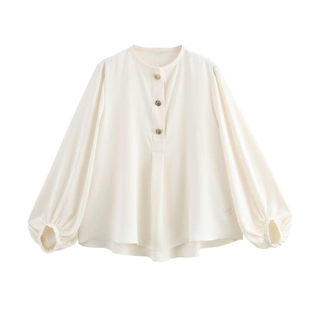 TAOP&ZA Spring Women's Casual Puff Sleeve Button-Up Shirt