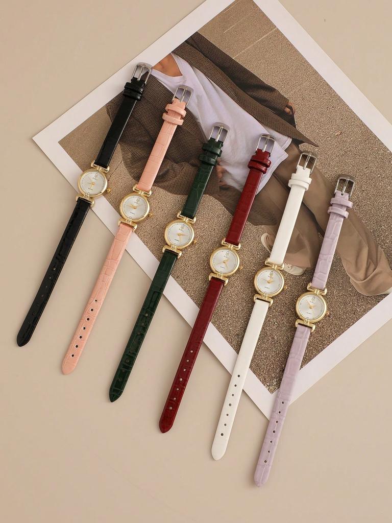 Quarzuhr Damen PU Leder Dünnes Armband Armbanduhr Damenuhren Einfarbig Mode Damengeschenk Uhr Relojes Para Mujer