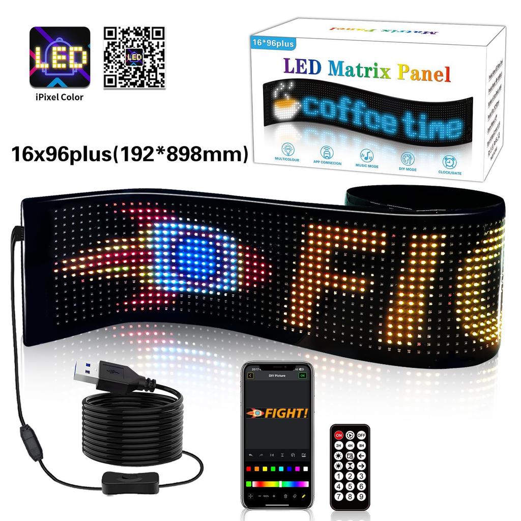 RGB Car Suction Cup Soft Screen Display Led Remote Control App Control Usb Socket Pu Waterproof and High Temperature Resistance