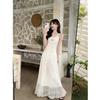 2026 embroidery suspender dress pure desire style women's summer temperament fashion waist thin chic long skirt women's tide
