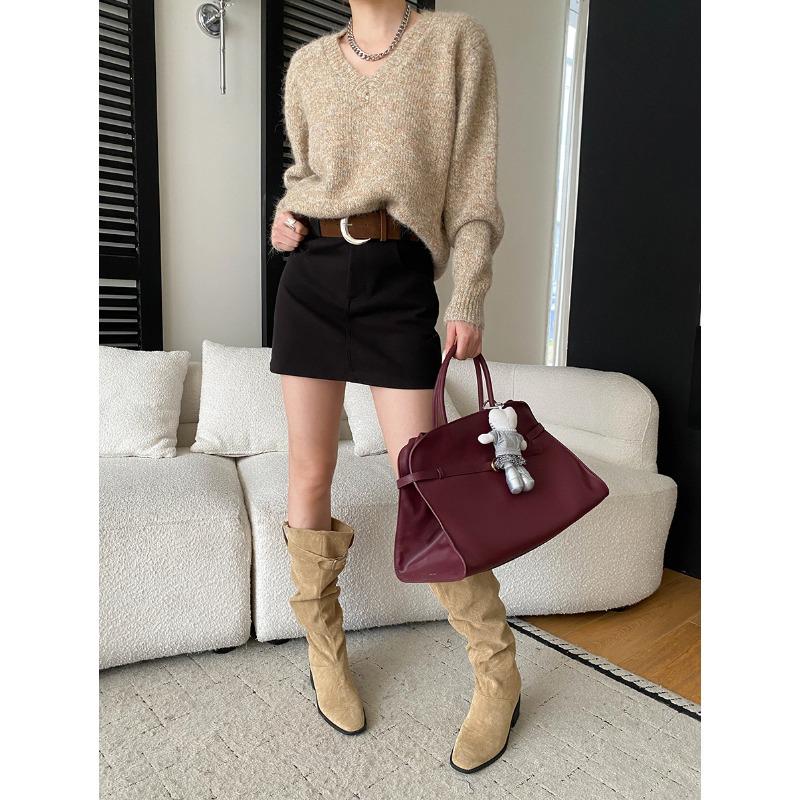 Sinan Long-Legged Thick Wool High-Waisted Slimming Half-Skirt SN8343 Small чёрный