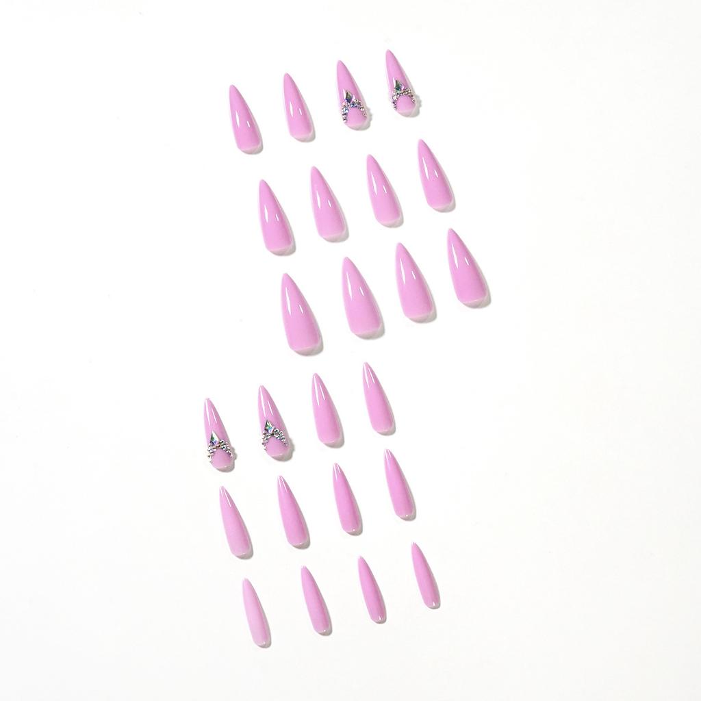 Pointed pink long ballet rhinestone nail patch wearing nail finished nail patch waterproof removable nail piece
