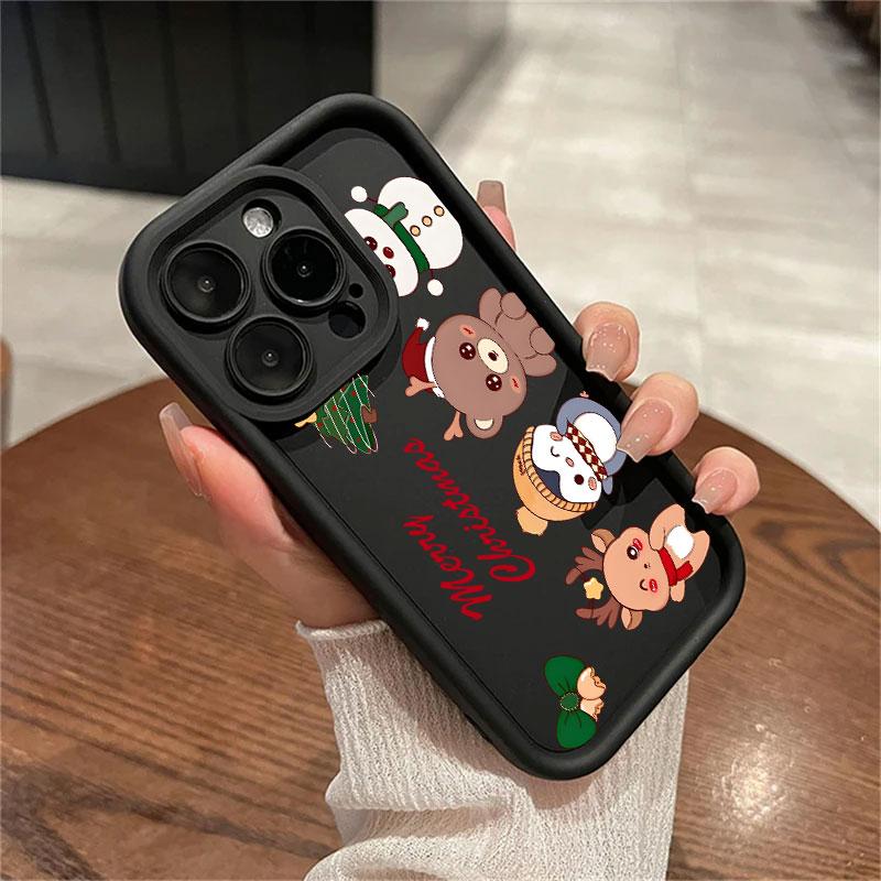 Coque For Iphone 15 13 17 16 Case Christmas Snowman Elk Cute For IPhone 17Air 11 13 12 16 Pro Max 14 Plus Shockproof Phone Cover