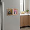 New Cute Cat Wooden Refrigerator Magnet Oil painting style Unique Cat Portrait Decor Cartoon Magnetic Back Fridge Stickers Gifts