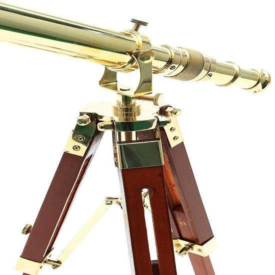 Brass Telescope On Tripod Stand Desktop Royal Look Finish Spyglass Beautiful Nautical Wooden Stand Home Décor Gift Everyone London..