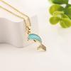 Elegant Dolphin Necklace for Women with Cat Eye Stone Marine Life Pendant Stainless Steel Temperament Jewelry Gift