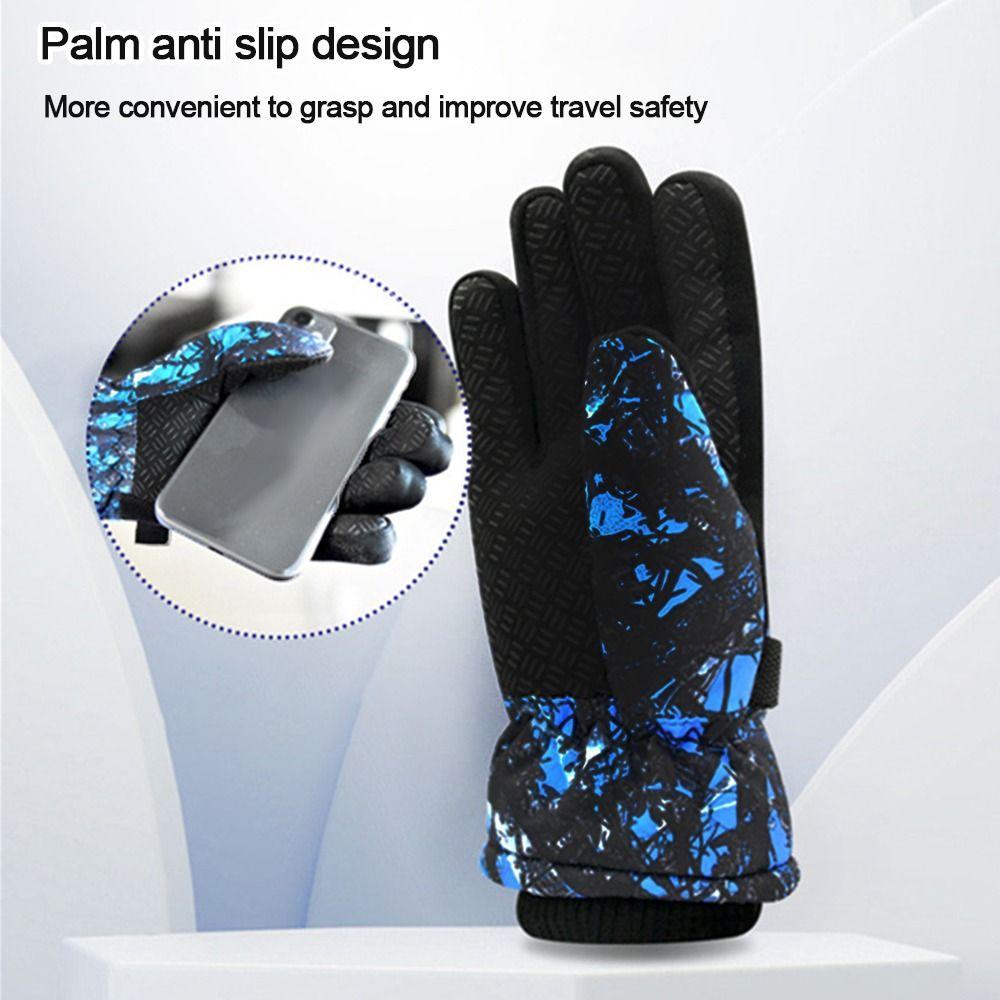 Kids Thicken Warm Children Ski Gloves Long-sleeved Mitten Windproof Waterproof Snow Snowboard