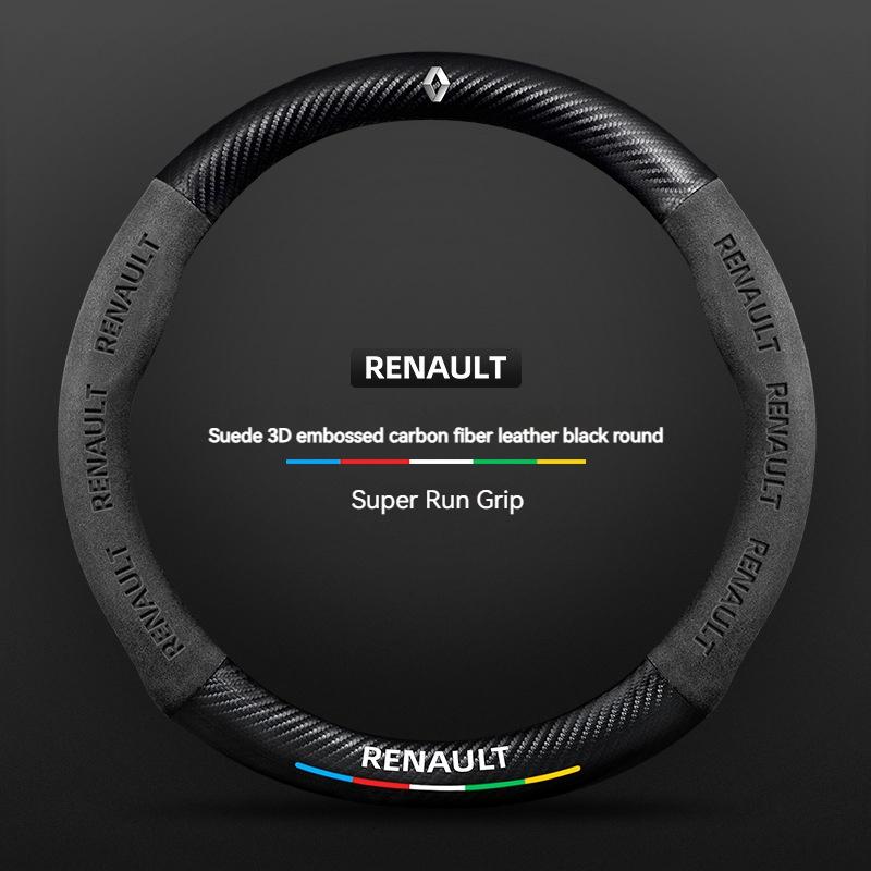 Car Suede Carbon fiber Antislip Steering Wheel Cover For Renault Megane Clio Duster kadjar Captur Talisman Laguna Sandero Kangoo