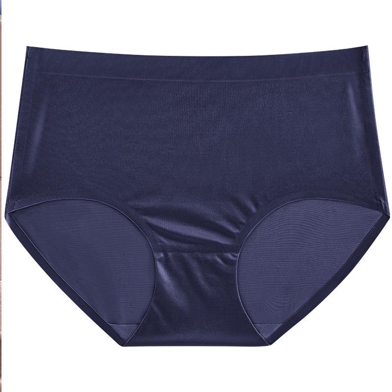 Plus Size Ladies Summer Thin Shiny Bread Hip No Trace Ice Silk Breathable High Waisted Briefs