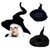 Halloween Costume Female Witch Twist Hat Black Velvet Witch Magician Velvet Hat Party Cosplay Props Festival Decor Accessories