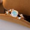 Fashion Female White Fire Opal Stone Engagement Ring Trendy Gold Color Bride Wedding  Gift For Women