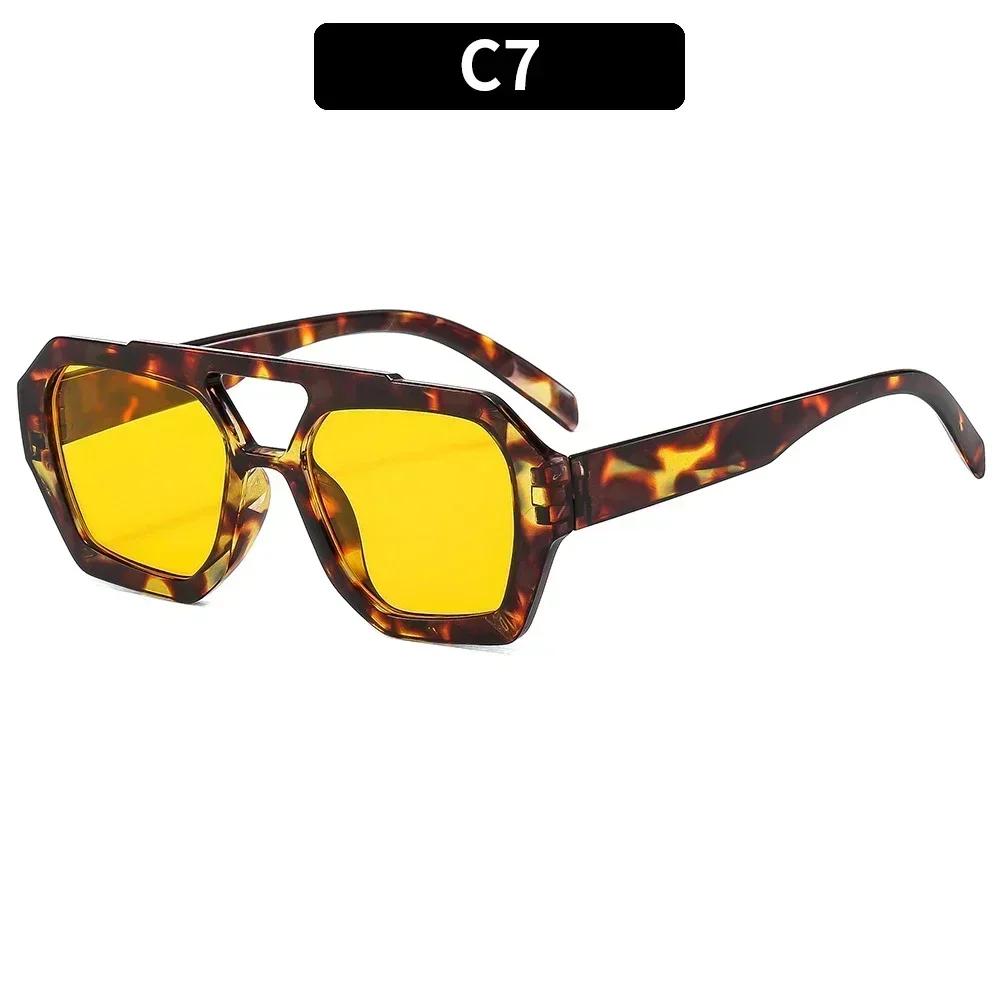 

Retro Double Bridges Women s Sunglasses Big Frame Leopard Brown Gradient Luxury Designer Sun Glasses Men Shades As Picture