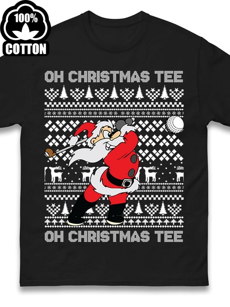 Unisex T-shirt Golf Christmas T-shirt OH Christmas Tee Ugly Santa Christmas Xmas Unisex Outfit Retro Plus Size Cott