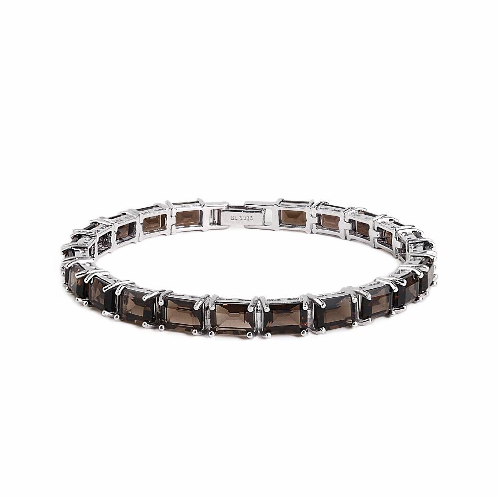

Роскошный браслет из натурального дымчатого кварца 5*7 мм, настоящие драгоценные камни, стерлинговое серебро 925 пробы, изысканные украшения для женского банкета, подарки на день рождения 19cm коричневый