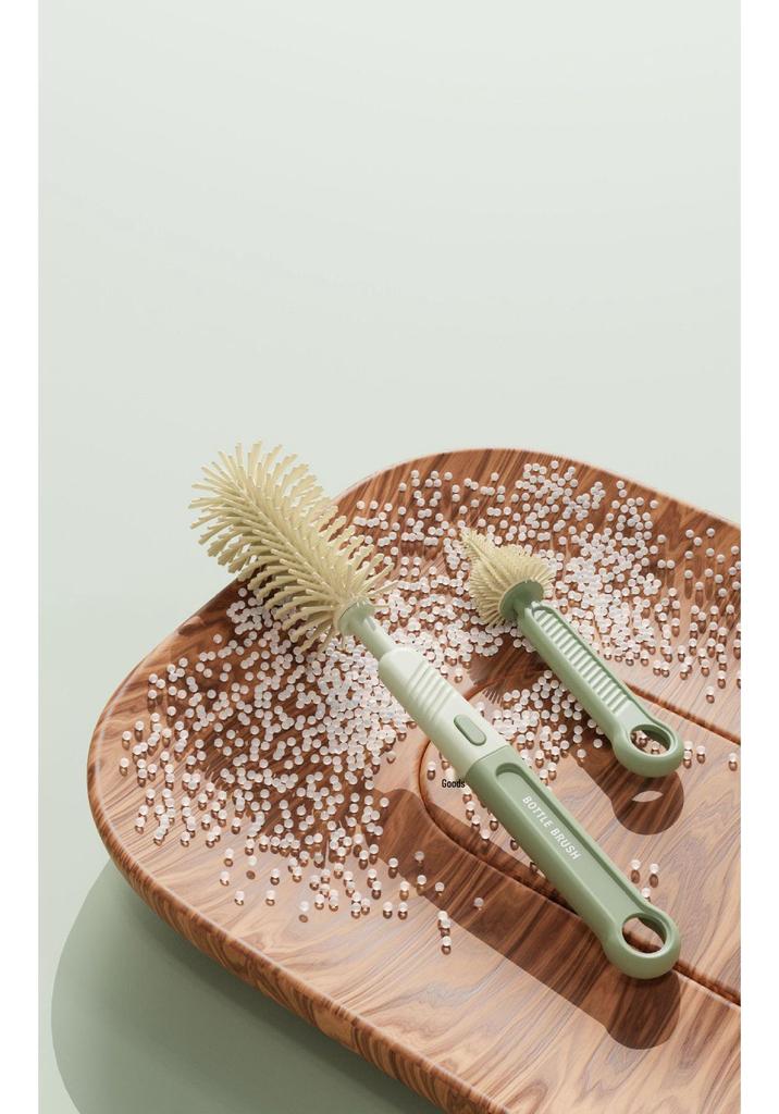 Silicone Baby Bottle & Nipple Cleaning Brush Set - Portable, Multifunctional, Straight Handle