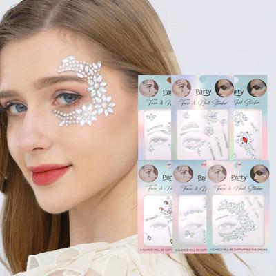 Face Eye Stickers for Women Self Adhesive Rhinestone Makeup Tattoos Nail Stickers for Halloween Party Decorations