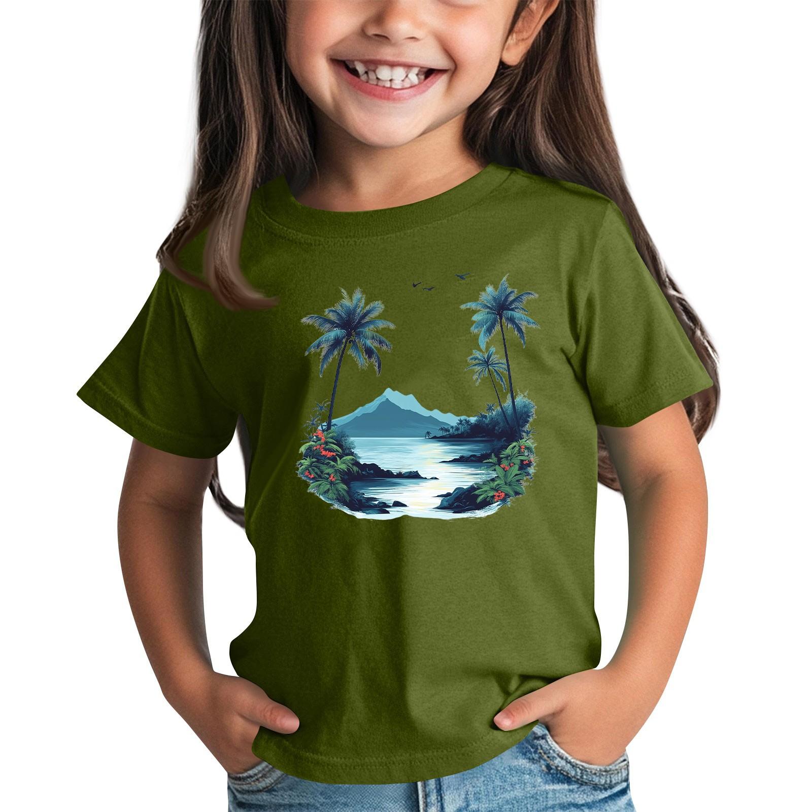 

Детская модная повседневная футболка с круглым вырезом и короткими рукавами 100 армия зеленый