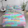 Building Block King Queen Duvet Cover Colorful Brick Bedding Set For Kids Teens Adults Cartoon 2/3pcs Polyester Comforter Cover