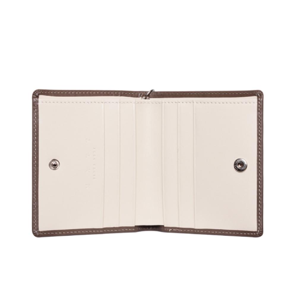 Matt Mini Cowhide Combination Keyring Wallet Etoupe + Cream