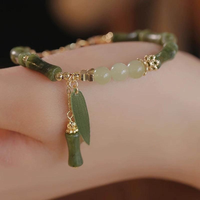 Chinese Style Simulated Bamboo Bracelet Bamboo Joint Bracelet Charm Bracelet Resin Material Wrist Jewelry for Daily Wear