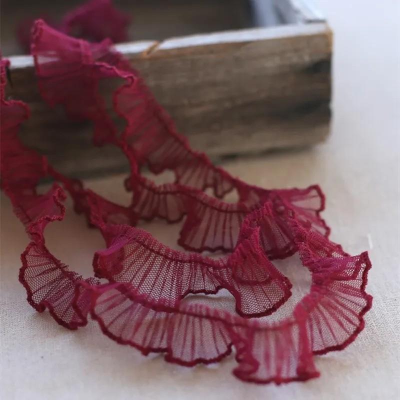 

2 Ярда/182см Белые Черные Кружевные Ткани с Рюшами Для Одежды Дома Свадебный Аксессуар Декор Букета Ручная Работа Швейная Отделка винный