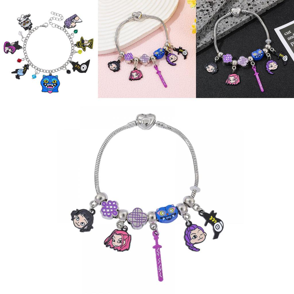 Kpop Demon Hunters Cartoons Bracelet With Alloy Beads For Gift Giving And Daily Wear