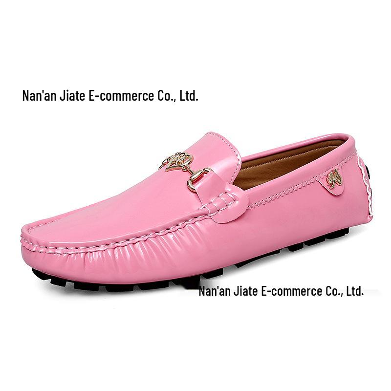 British Style Bright Leather Slip-on Loafers - Men s Large Size Casual Dress Driving Shoes 39