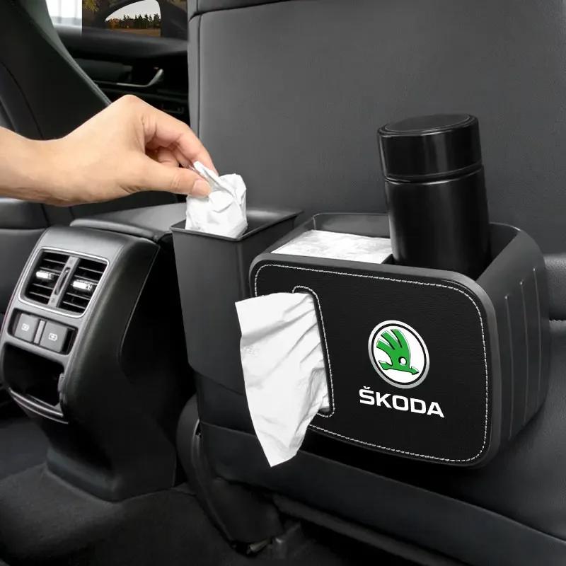 2025 New Car Hanging Trash Storage Box ABS Square Trash Can For Skoda Octavia Fabia Kamiq Kapoq Kodiaq Rapid SCALA Superb A5 A7 