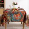 Durable Waterproof Color Printed Tablecloth Anti-fouling with Tassel Table Cover Scratch Resistant Table Runner Dining Table