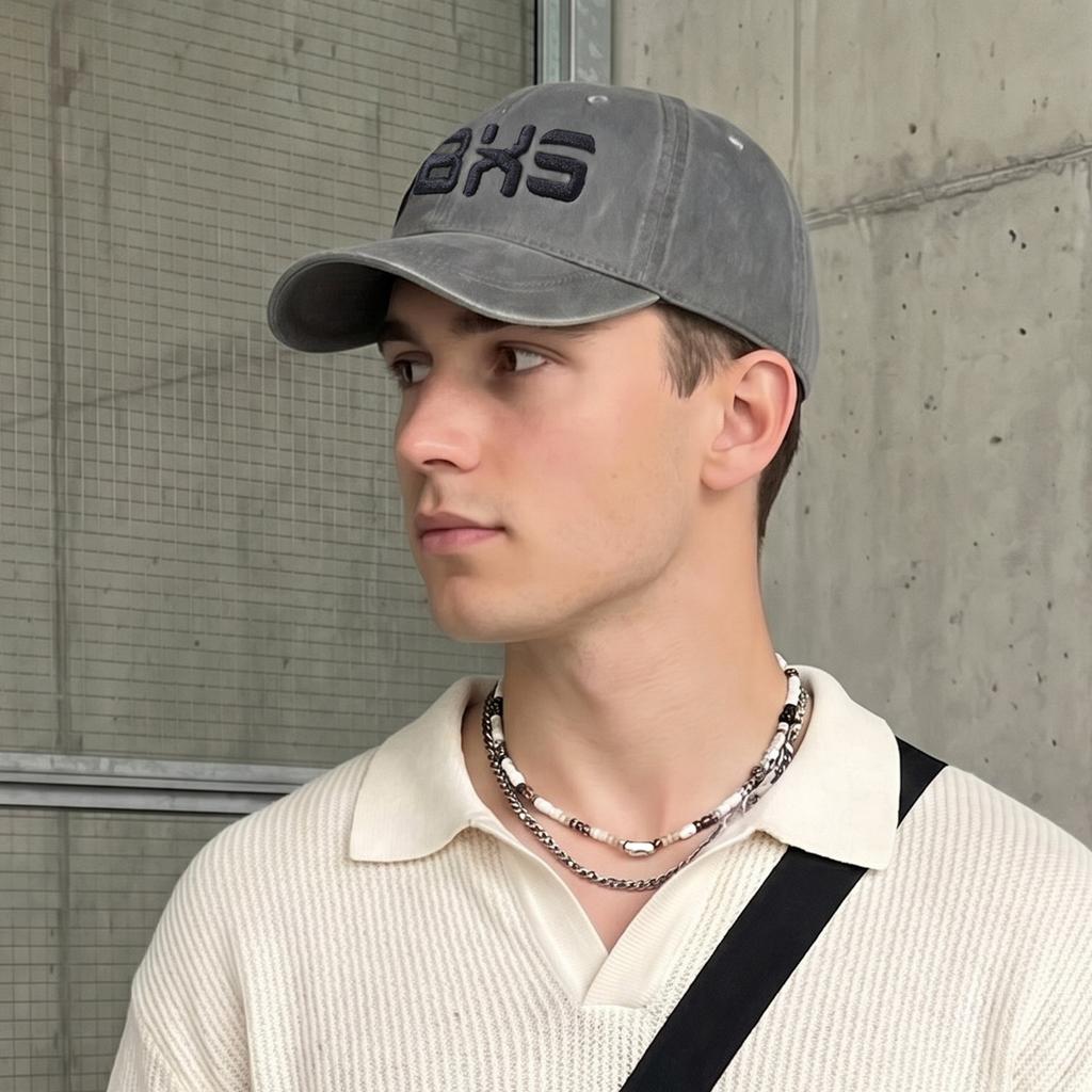 New letter embroidered baseball cap men's and women's fashion short brim sunshade cap spring and autumn sunscreen cap