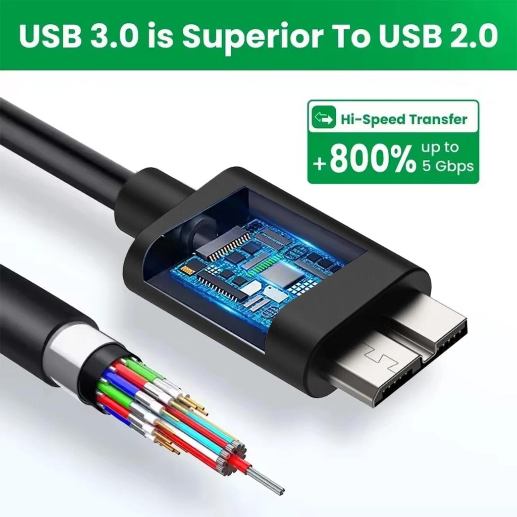 Type A Male To Micro B Fast Data Sync Cord 100W USB 3.0 High-speed Data Transfer Cables for Samsung Hard Disk HDD SSD Sata Cable