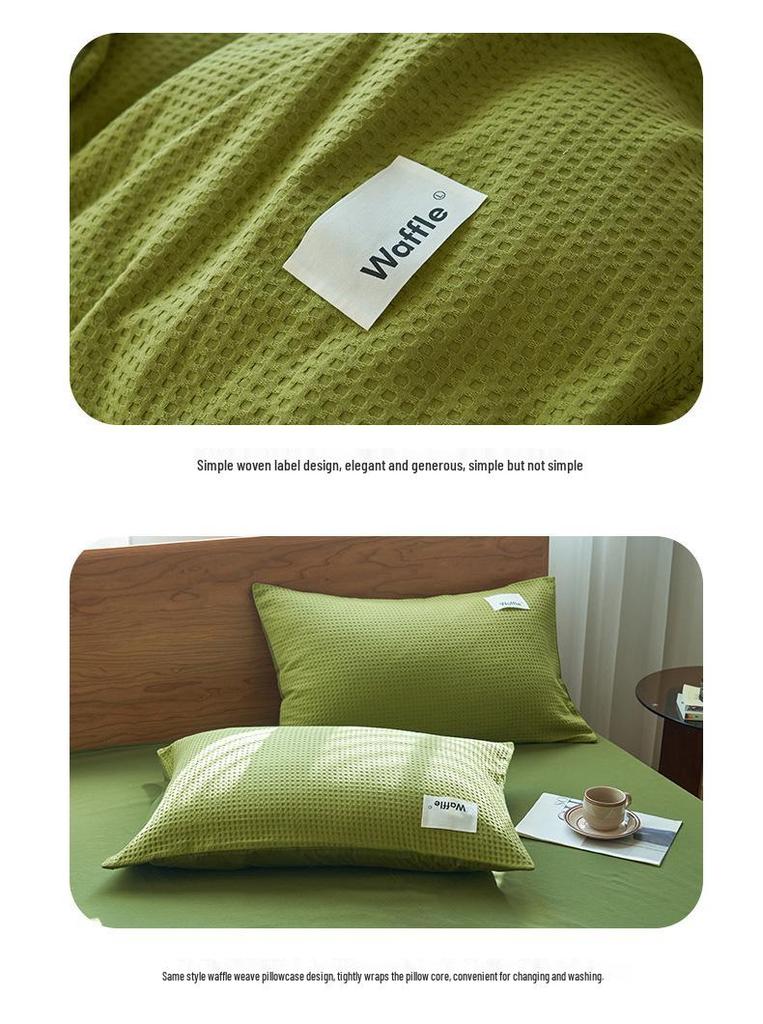Class A Cotton Waffle Weave Luxury Bedding Set: Duvet Cover, Bed Sheet, & Pillowcases