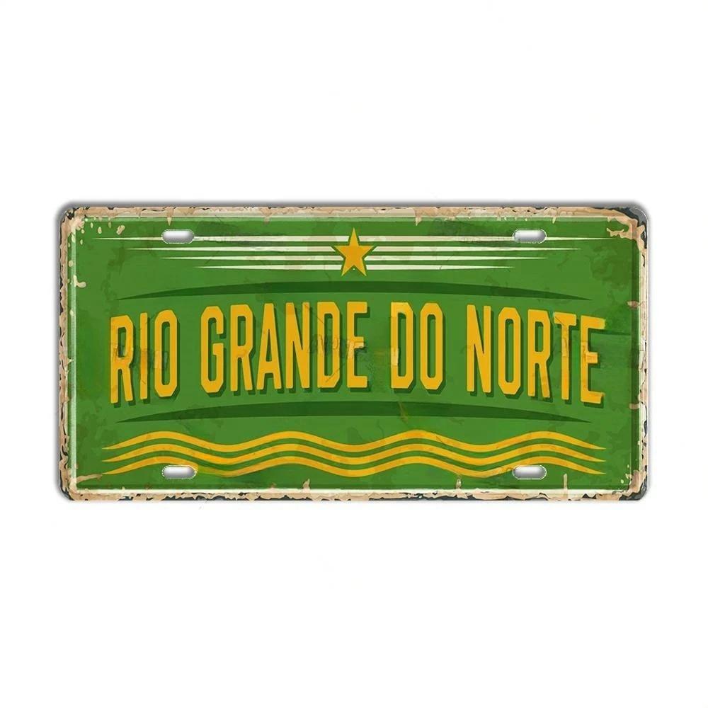 HD Metal Tin Sign Vintage Brazil Cities License Plate Style Retro Wall Art Decor for Home Bar Garage