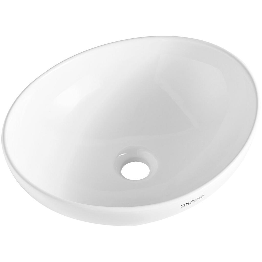 Modern Ceramic Vessel Sink 16"x13.4" Bathroom Vanity Bowl Countertop White