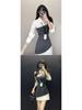Elegant Waist-Cinching Slim-Fit Petite Splice Dress