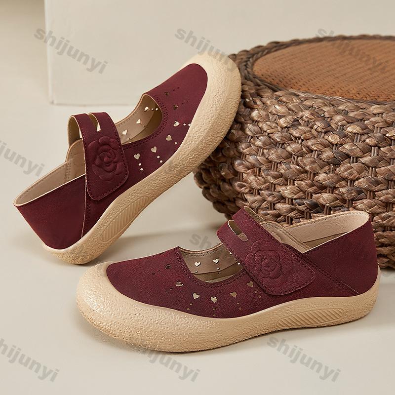 Fashion Women's Flats 2025 Summer New Hollow Breathable Non Slip Casual Shoes Fashion Lightweight Comfortable Vintage Sandals Zapatillas