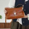 The First Layer Of Crystal Cowhide Baguette Bag, Underarm Bag, Niche High-End Feeling, Shoulder Messenger Women'S Bag, Genuine Leather Commuter Bag.