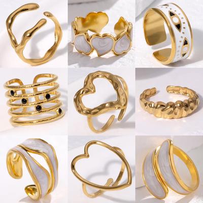 Anello Regolabile in Acciaio Titanio Stile Europeo – Acciaio Inossidabile Resistente allo Sbiadimento con Design a Goccia d'Olio per Dito Indice