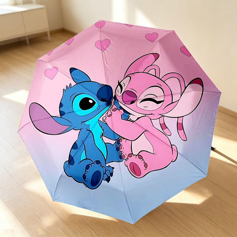 Lilo Stitch Love 8 Ribs 3Fold Black Glue Uv Protection Umbrella Sun Protection Rainproof Compact Folding Umbrella For Travel Daily Use C924739