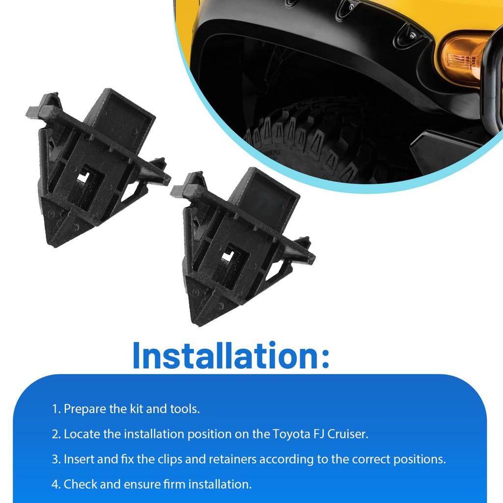 CULMKARI Kotflügelleisten-Clip Oberes Paneel Befestigungssatz für Toyota FJ Cruiser 2007-2014 8 Stück
