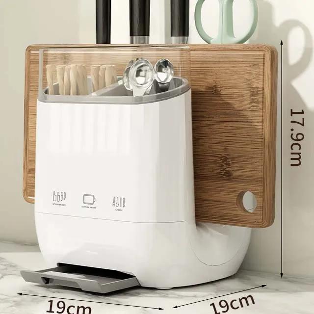 

Kitchen Knife Organizer Household Cutlery Chopping Board Storage Rack with Catch Tray Countertop Draining Kitchenware Tube