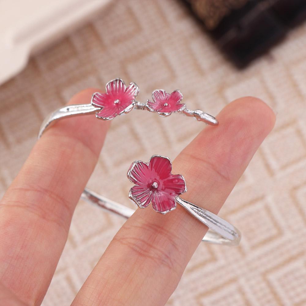 Drop Oil Design Open Adjustable Ring Dainty Flower Bracelet New Cherry Blossom Ring  Wedding