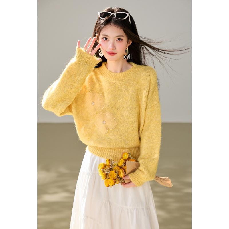 2026 Autumn Round Neck Soft Fluffy Knit Sweater - Sweet Lazy Style