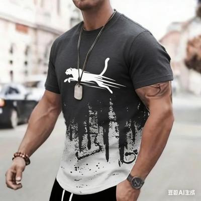 Camisetas de Animales Leopardo de Moda Callejera de Manga Corta para Hombres y Mujeres Verano Europa y América Tops Oversized Camisetas Ropa