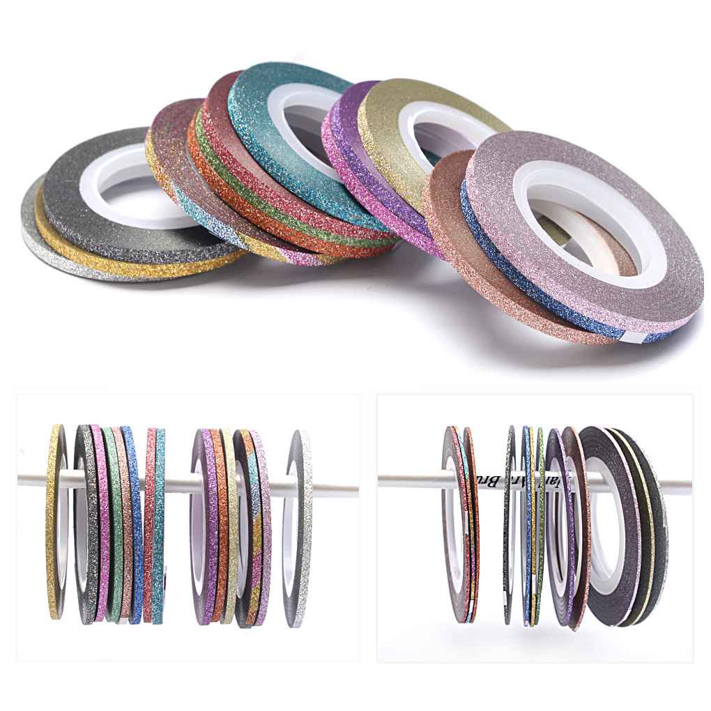 Brand New 14 Colors Glitter Striping Line Tape Sticker Set Art Decorations For Polish Gel 1/2/3mm