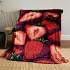 Fresh Strawberries Pattern Blanket Patterned Blanket, Flannel, Suitable for All Seasons, Home Decor, Warm and Cozy