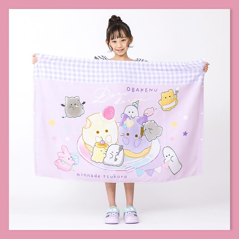 Wrap Towel 80cm Obakenu Mochimochi Panda Kids Pool Towel Girls Wrap Towel Cotton D 80cm [Santowa] 100%